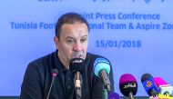 Tunisia coach Nabil Maâloul speaking at a press conference at Aspire Academy in Doha yesterday.
