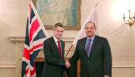 Deputy Prime Minister and Minister of State for Defence Affairs H E Dr Khalid bin Mohamed AI Attiyah with Gavin Williamson, UK Secretary of State for Defence in London yesterday.