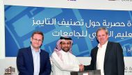 From left:  Phil Baty, Dr Hassan Al Derham and Trevor Barratt.