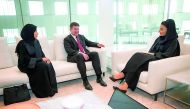 H H Sheikha Moza bint Nasser, Chairperson of Qatar Foundation for Education, Science and Community Development, with President of the 72nd session of the United Nations General Assembly, Miroslav Lajcak and State of Qatar’s permanent representative to the
