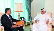 Emir H H Sheikh Tamim bin Hamad Al Thani received a written message from Prime Minister of the Republic of India, Narendra Modi, pertaining to the bilateral relations and ways of promoting them in various fields. The message was received by Minister of St