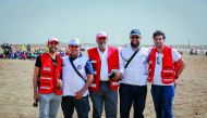The joint team members of Qatar Red Crescent Society and Kuwait Red Crescent Society.