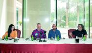 From left: Lebanese designer Nour Fathallah; Carlos Sánchez Caballero, Alejandro Resta’s fashion brand director; Spanish designer Alejandro Resta and Lebanese designer Fouad Sarkis at Shop Qatar’s International Fashion Show press briefing at Ritz-Carlton 