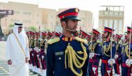 Emir H H Sheikh Tamim bin Hamad Al Thani patronised the graduation ceremony of the 13th class of officer cadets from Ahmed bin Mohammed Military College, which was held in the College field yesterday. The ceremony was attended by First Deputy Prime Minist