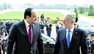 (FILE PHOTO) Deputy Prime Minister and Minister of State for Defence Affairs H E Dr Khalid bin Mohammed Al Attiyah and Jim Mattis United States Secretary of Defense