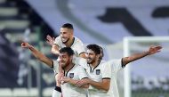 A file picture of the Al Sadd players celebrating a goal during the QNB Stars League match. 