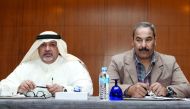 Ali Al Hitmi (left), Secretary-General  of Qatar School Sports Association speaking in Doha yesterday.