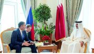Emir H H Sheikh Tamim bin Hamad Al Thani met with the President of the Russian Republic of Ingushetia, Yunus-bek Yevkurov, at the Emiri Diwan yesterday.  The two sides reviewed aspects of cooperation between the two countries and means of enhancing them i