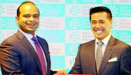 Adeeb Ahamed (left), Managing Director, LuLu Exchange Holdings with Ralph Santos, CEO, ARKIN Technologies Ltd., after signing the partnership deal.