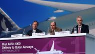Qatar Airways Group Chief Executive, Akbar Al Baker, at a press conference in Toulouse to mark the delivery of the spectacular state-of-the-art aircraft to Qatar Airways, in the presence of Airbus President and Chief Operating Officer, Fabrice Brégier; an