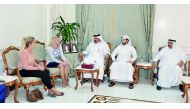 Qatar Chamber Vice-Chairman Mohamed bin Ahmed bin Towar Al Kuwari (centre) with visiting delegation from Eurasian Economic Union and other Qatar Chamber officials, at the chamber headquarters.
