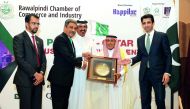 Shahzad Ahmad (right), Ambassador of Pakistan to Qatar; with Mohamed bin Ahmad bin Towar Al Kuwari (centre) Vice-Chairman, Qatar Chamber; Zahid Latif Khan (second left), President, RCCI; and other officials at the Pakistan - Qatar Business & Investment Op