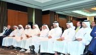 Sheikh Khalifa bin Jassem Al Thani (fourth right), Chairman of Qatar Chamber; with Sheikh Abdullah bin Ali Al Thani (third right), Managing Director and Member of the Board, Qatar Leadership Centre;  Mohammed bin Ahmed Al Obaidly  (fifth right), Board Mem