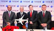 Qatar Airways Group Chief Executive Akbar Al Baker (second left) with other officials during the event. 