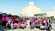 Some of the participants of the International Women’s Month Fun Run pose for a photograph at Museum of Islamic Art Park, yesterday. Pic: Raynald C Rivera/The Peninsula 