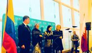 Permanent Representative of Qatar to the United Nations, H E Sheikha Alya Ahmed bin Saif Al Thani speaking  at the event in New York, yesterday.
