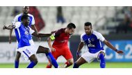 Action from the AFC Champions League match between Al Rayyan and Al Hilal in Doha yesterday.
