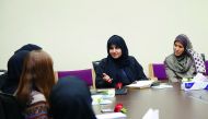 QU VP for Research and Graduate Studies, Prof Mariam Al Maadeed,  during an interaction with other participants during the panel discussion organised by Qatar University. 