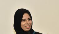H E Lulwah Al Khater delivering a lecture at Qatar University. 