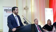 H E Sheikh Saif bin Ahmed bin Saif Al Thani addressing the meeting.