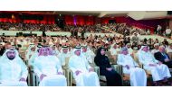 Prime Minister and Interior Minister, H E Sheikh Abdullah bin Nasser bin Khalifa Al Thani (third left), Deputy Prime Minister and Minister of State for Defence Affairs, H E Dr Khalid bin Mohamed Al Attiyah (second left), Minister of Public Health, H E Dr 