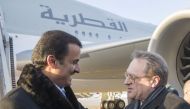 Emir H H Sheikh Tamim bin Hamad Al Thani arrived yesterday in Moscow for a working visit to the Russian Federation. Russian Deputy Foreign Minister and special envoy of Russian President Vladimir Putin on Middle East Mikhail Bogdanov, and a number of dign