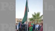 Chairman of Parliamentary Standing Committee on Ministry of Foreign Affairs and former Foreign Minister of Bangladesh Dr. Dipu Moni, MP and the Ambassador of Bangladesh to Qatar Ashud Ahmed jointly hoisting the national flag of Bangladesh on the occasion 