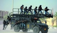 The military parade by Lekhwiya at the Lekhwiya force camp, yesterday.