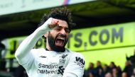 Liverpool's Mohamed Salah celebrates scoring their second goal. Crystal Palace vs Liverpool,  Selhurst Park, London, March 31, 2018. Reuters/Dylan Martinez