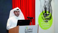 Engineer Meshal Al Shamari, Director of QGBC, speaks during the seminar.