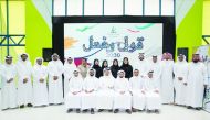 Officials pose during the launch of the awareness campaign under the title “Aspiration and Achievement 2030” by the Social Development Center ‘NAMA’ yesterday. 