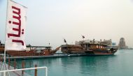 A number of participating traditional dhows moored at Katara all set for today’s kickoff of Senyar Festival 2018.