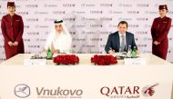 Al Baker signed the MoU along with Vnukovo International Airport Board Chairman Vitaly Vantsev in the presence of Anton Kuznetsov, Vnukovo International Airport's deputy board chairman for commerce affairs.