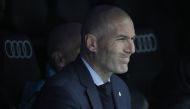 Head coach of Real Madrid Zinedine Zidane gestures during the La Liga soccer match between Real Madrid and Atletico Madrid at Santiago Bernabeu Stadium in Madrid, Spain on April 08, 2018. Burak Akbulut - Anadolu
