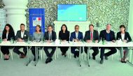 FROM THIRD LEFT: Dr. Bahia Tahzib-lie, Netherlands Ambassador to Qatar; Eric Chevallier, French Ambassador; Sonja Park, Managing Director of MYA and co-founder of CMSQ; Ajay Sharma, British Ambassador; Bart De Groof, Belgian Ambassador and Dr. Willy Kempe