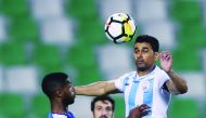 Action from from QNB Stars League (QSL) play-off match between Al Kharaitiyat and Al Wakrah at Al Ahli Stadium yesterday. 
