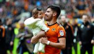 Wolverhampton Wanderers' Ruben Neves celebrates promotion after the match against Birmingham City, April 15, 2018 . Action Images via Reuters/Andrew Boyers