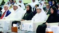 Minister of Economy and Commerce H E Sheikh Ahmed bin Jassim bin Mohammed Al Thani; Qatar Foundation Vice-Chairperson and CEO, H E Sheikha Hind bint Hamad Al Thani and Minister of Education and Higher Education H E Dr Mohammed bin Abdul Wahed Al Hammadi a