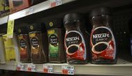 Nestle's Nescafe coffee products sit on the shelf at a CVS Pharmacy store, May 7, 2018 in New York City.  Drew Angerer/Getty Images/AFP