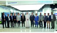 Nabil A R Abu Issa, Chairman of Techno Blue, with C L Lee, President of Samsung Gulf Electronics, GCC;  Andrew Shin, President of Samsung Gulf Electronics, Qatar; and other officials, during the opening of the third Samsung brand shop in Qatar, at Doha Ci