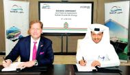 Abdullah Al Sulaiti (right), Nakilat Chief Executive Officer, and Excelerate Energy’s Managing Director Steven Kobos, signing the agreement.