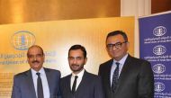 Sheikh Mohamed bin Fahad Al Thani (centre), Acting Chief Human Resources Officer, Doha Bank with other officials  during the WUAB awards ceremony in Lebanon, recently.