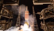 This handout photo released by NASA shows the United Launch Alliance Delta IV Heavy rocket with the Parker Solar Probe onboard during its launch on August 12, 2018, Launch Complex 37 at Cape Canaveral Air Force Station in Florida. 