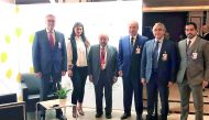 Omar Hussain Alfardan (third right), President and CEO of Alfardan Group, with Sheikh Faisal bin Qassim Al Thani (third left), Chairman of Qatar Businessmen’s Association (QBA) and other officials on the sidelines of Qatar-Germany Business and Investment 