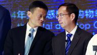 Alibaba Founder and Chairman Jack Ma (L) talks to CEO Daniel Zhang at NYSE Bell Ringing ceremony during Alibaba Group's 11.11 Global shopping festival in Beijing, China, November 11, 2015. Reuters/Kim Kyung-Hoon