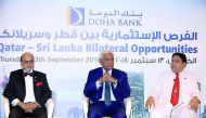 FROM LEFT: Doha Bank CEO Dr R Seetharaman, Sri Lanka’s Central Bank Governor Dr Indrajit Coomaraswamy and Sri Lankan Ambassador to Qatar, A S P Liyanage, during the ‘Qatar-Sri Lanka Bilateral Opportunities’ event hosted by Doha Bank.