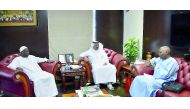 Qatar Chamber Vice-Chairman Mohamed bin Ahmed bin Towar Al Kuwari  with visiting CAR officials at QC premises, yesterday.