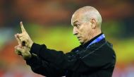Al Sadd’s head coach Jesualdo Ferreira of Portugal gestures during the AFC Champions League semi-final first leg match against Persepolis FC at the Jassim Bin Hamad Stadium in Doha on Tuesday. 
