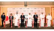Minister of Energy and Industry H E Dr Mohammed bin Saleh Al Sada and other officials at the opening of Mitsubishi Hitachi Power Systems Ltd’s office in Doha.
