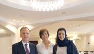 Aisha Alfardan (right), Vice-Chairwoman of the Qatari Businesswomen Association with Ambassador of Germany to Qatar, Hans-Udo Muzel (left) during an event.

